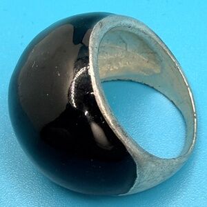 Unisex Domed Silvertone Ring